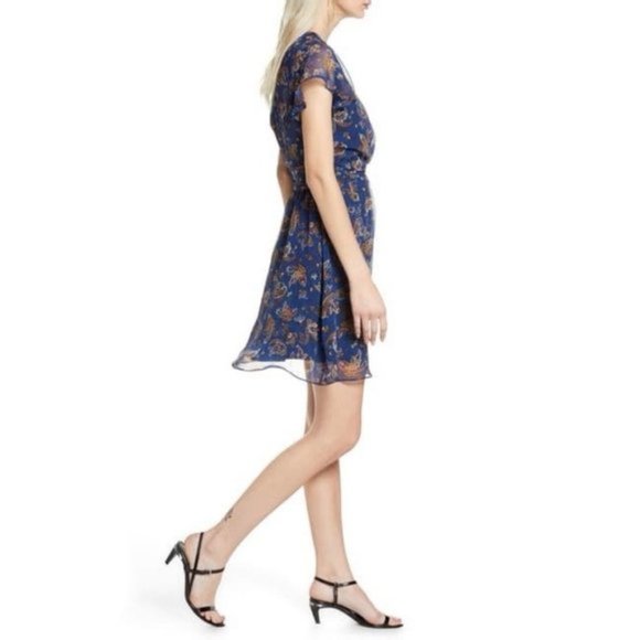 Blue Sam Edelman Paisley Print Short Sleeve Mini Dress - Picture 5 of 7